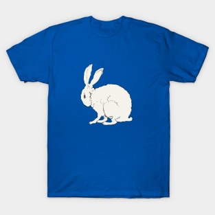 White Sitting Fluffy Rabbit T-Shirt